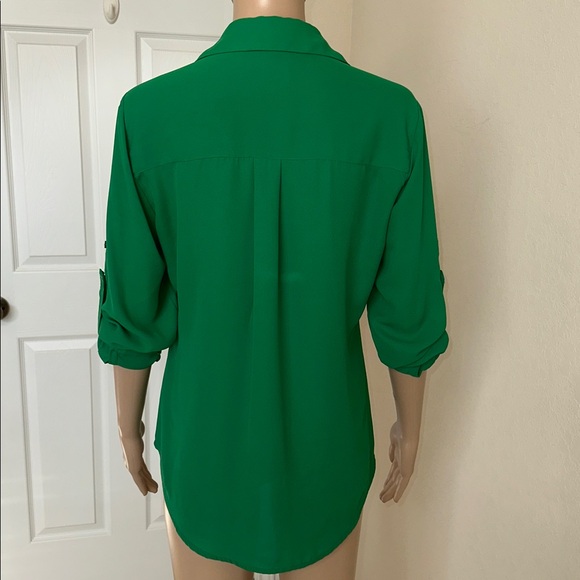 Express Vibrant Green Button-Down Shirt Size S/P. - Picture 5 of 16